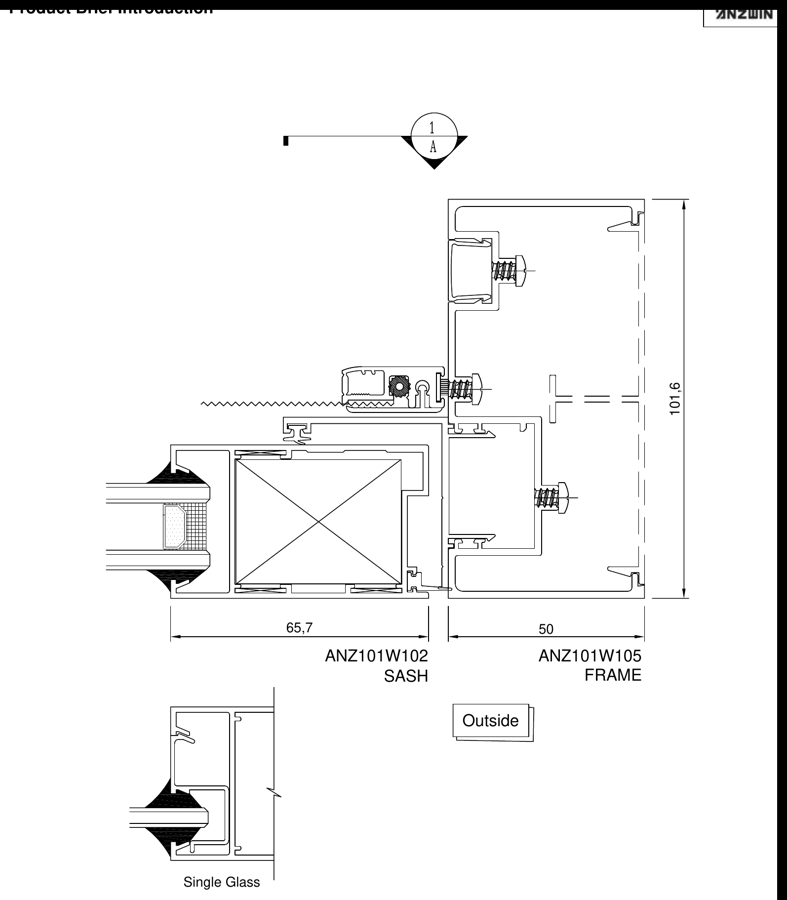 C101 awning window — sash & frame section