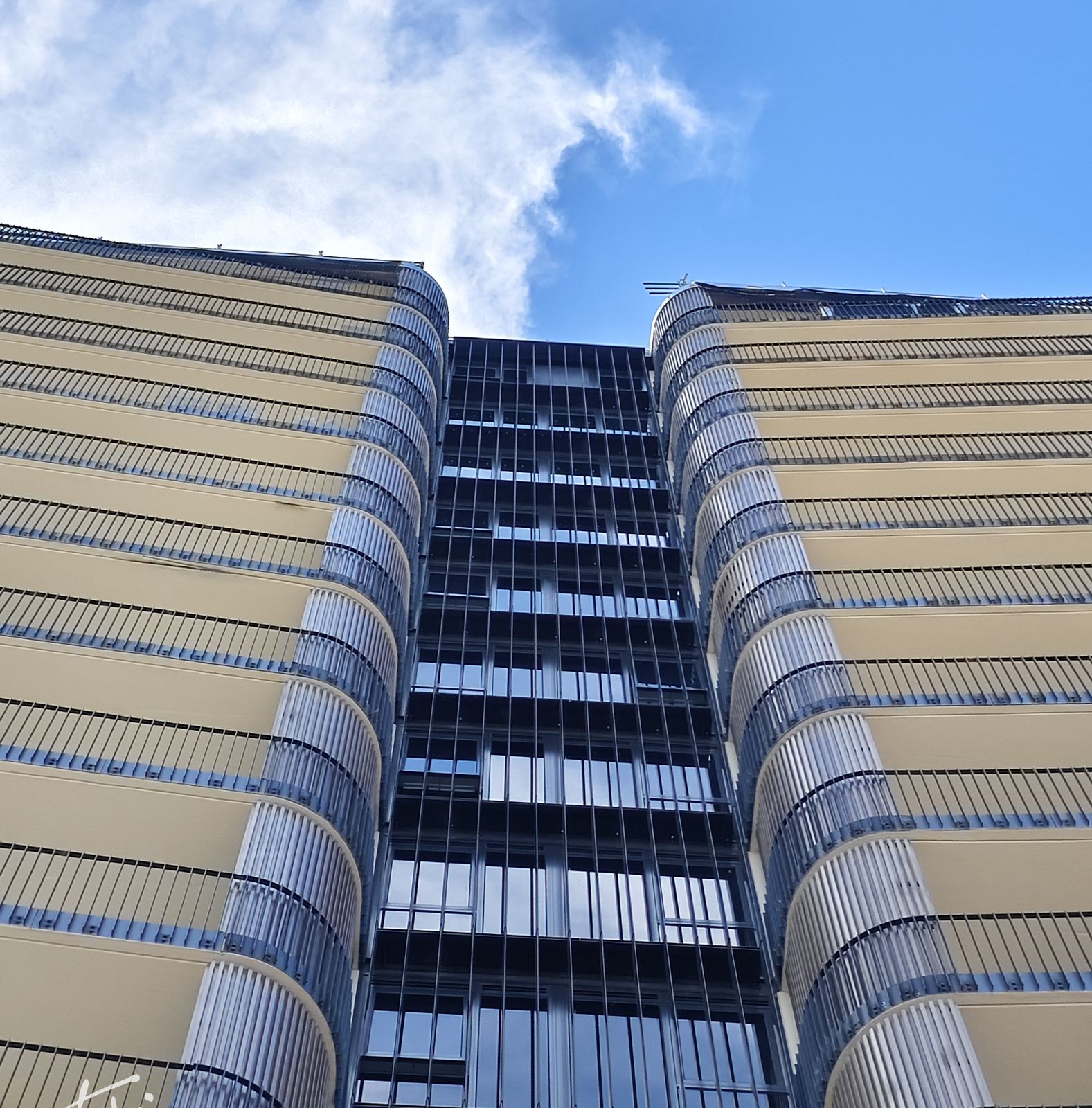 Facade of the Dubbo residential tower looking up