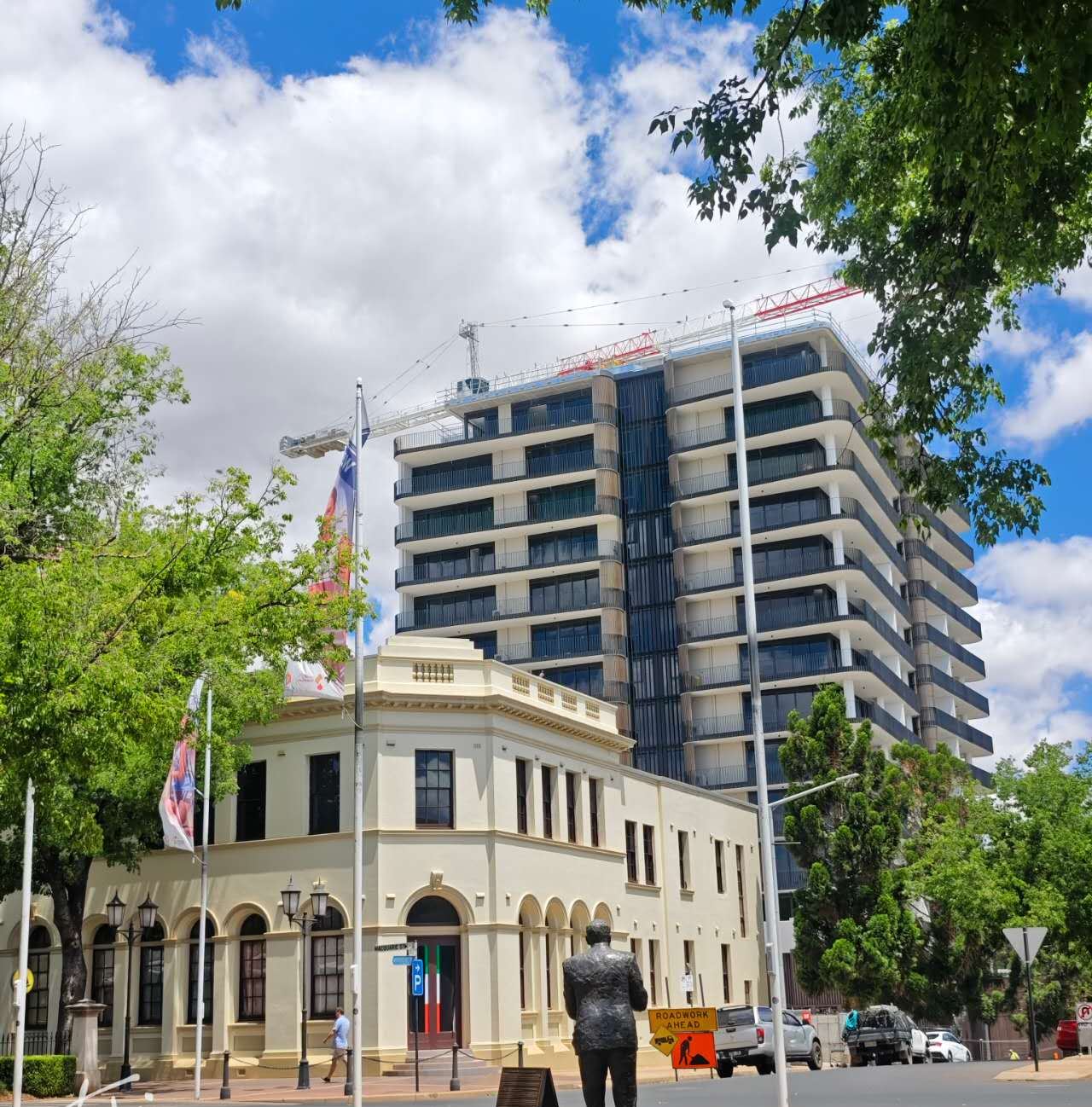Dubbo residential tower behind a heritage streetscape