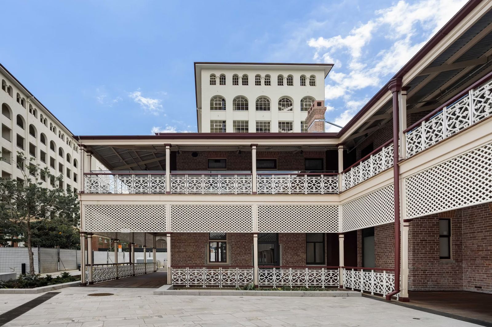 Heritage courtyard with lace verandahs, Queensland
